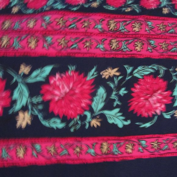 Floral Maxi Halter Racer Dress Fuchsia Navy Blue Crepe - Picture 8 of 10